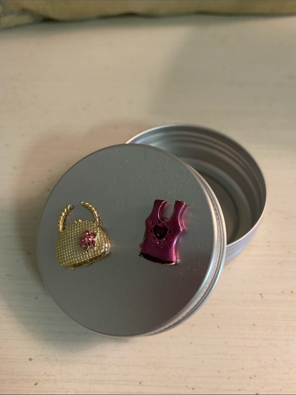 Gold Handbag & Pink Tank Trinket Tin - Women Accessories